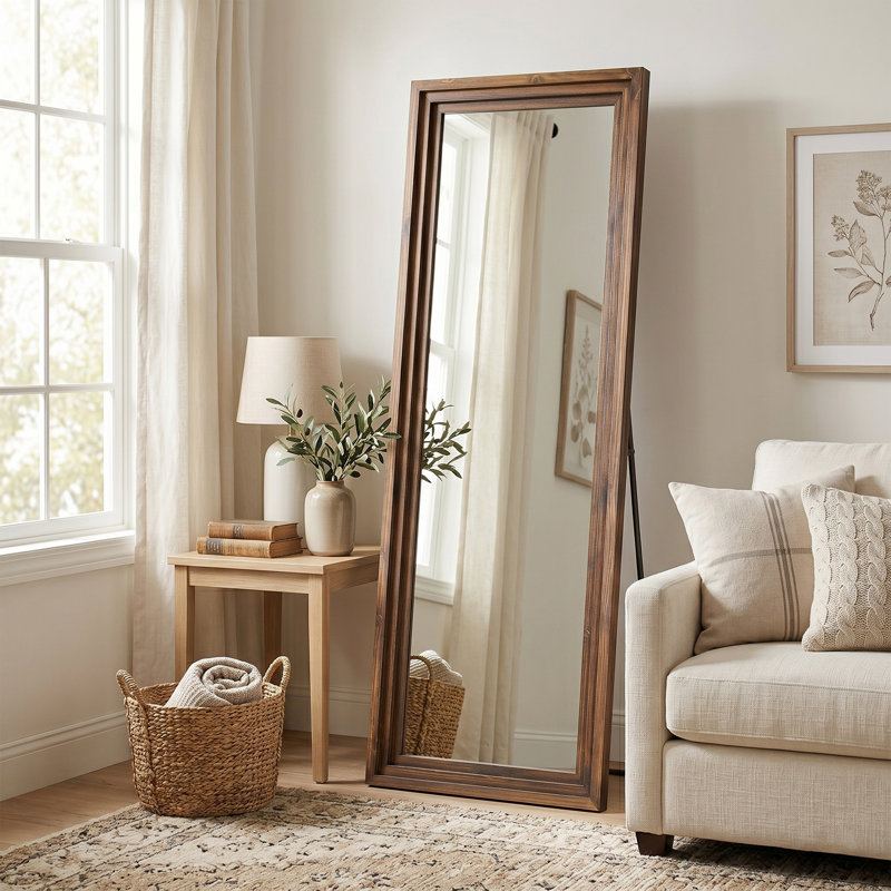 Miroir pleine grandeur rétro en bois massif 