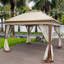 Pavillon de jardin d'extérieur 11 x 11 pi, structure en acier - dessus double couche, pour cour, camping, exposition, toile de toit escamotable, feu doux, patio amovible, exposition, fêtes