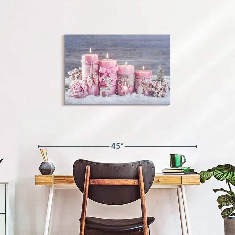Pink Advent Candles, 20" H x 30" W