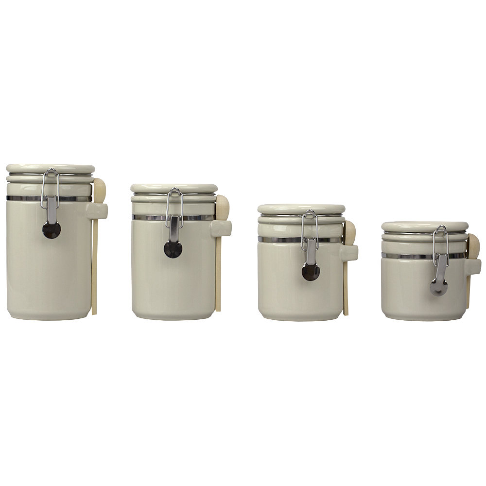 Glass Canister - Set of 4, Beige