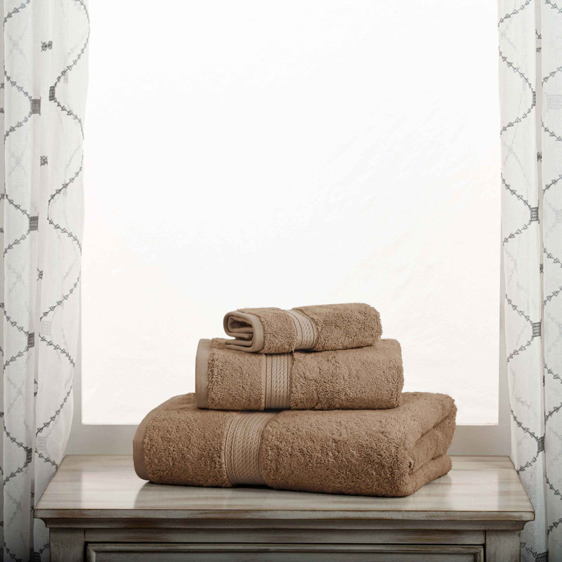 Scotia Egyptian Cotton Bath Towel Set, Latte, 3Pc Towel Set  (1Bath, 1Hand, 1Face)