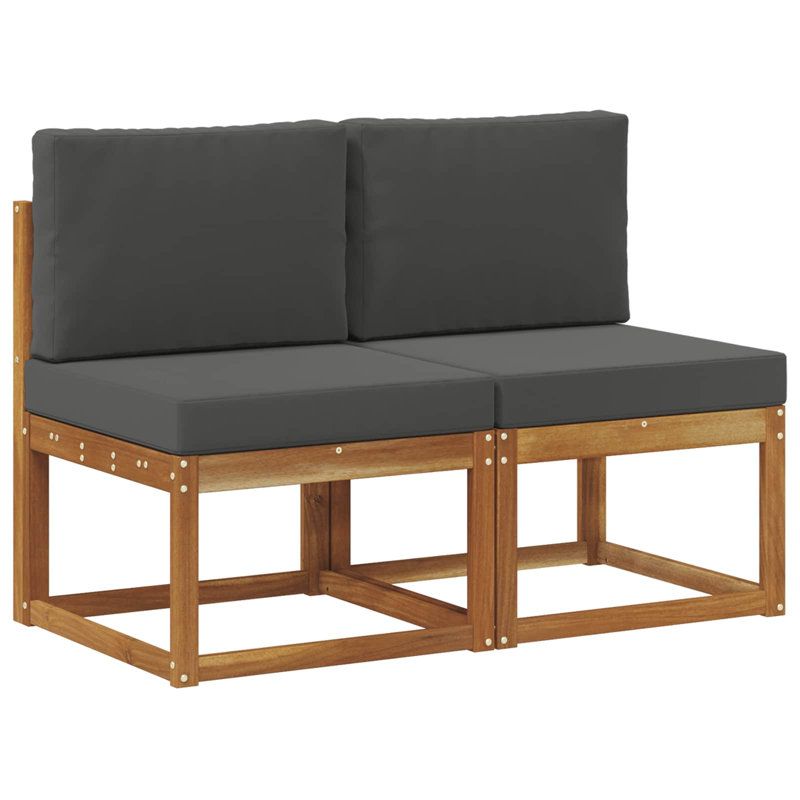 2 Piece Outdoor Middle Sofa Solid Acacia Wood
