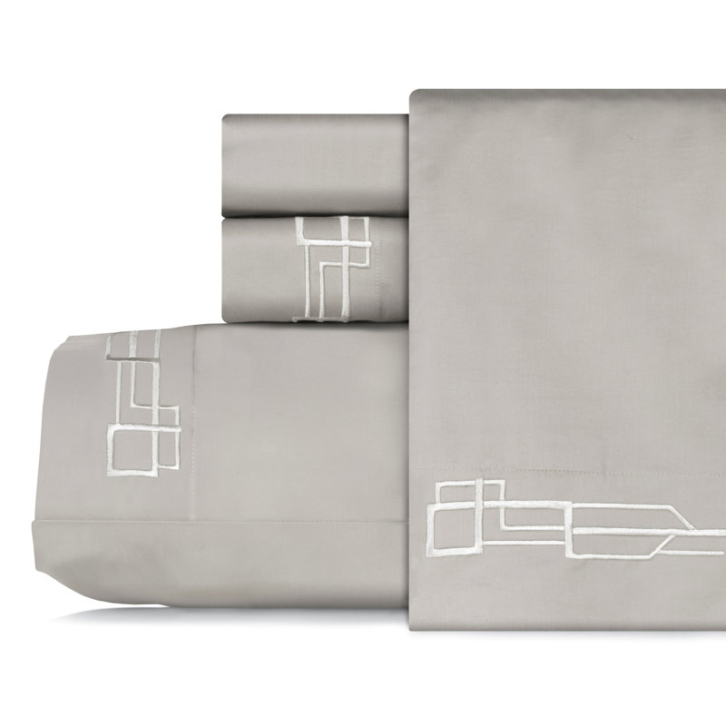 King Oat Cotton Embroidered Bed Sheet Set