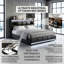EU & UK Ottoman Storage Bed Frame with LED Lights & USB Charging Station, Faux Leather Gas Lift Bed with Bookcase Headboard, Black PU-2052529538