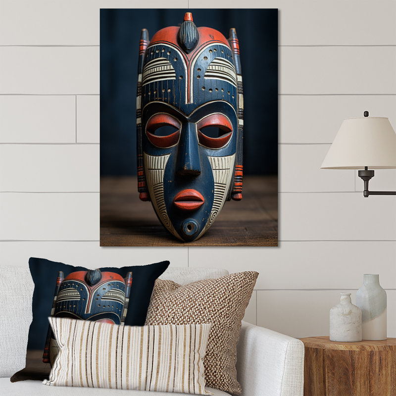 Masque africain tribal Baule II - décoration murale tribal africain en métal, H 32 po x l 16 po x P 1 po