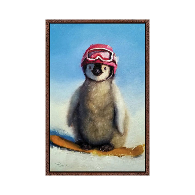 Snowboard Chic by Lucia Heffernan - Painting on Canvas, 66.04cm H x 45.72cm W x 3.81cm D, Brown Framed
