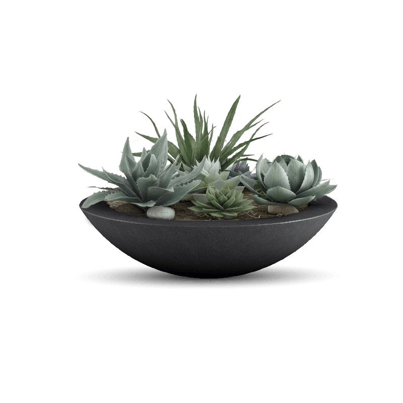 Oceanside Shallow Concrete Planter, Dark Gray, 7" H x 30" W x 30" D