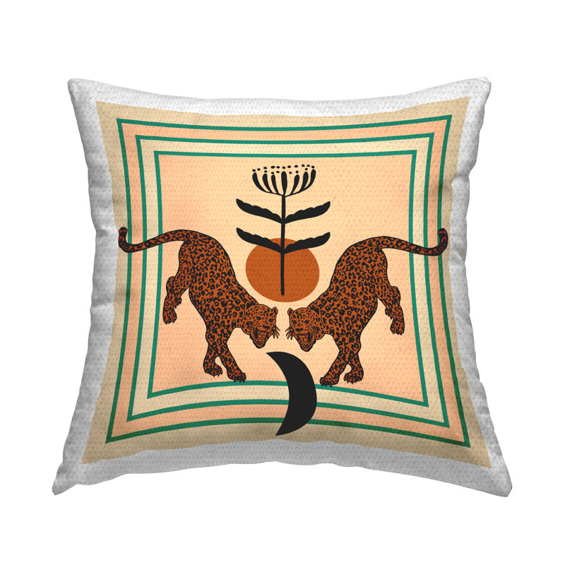 Coussin extérieur symétrique imprimé léopards tropicaux par Melissa Wang