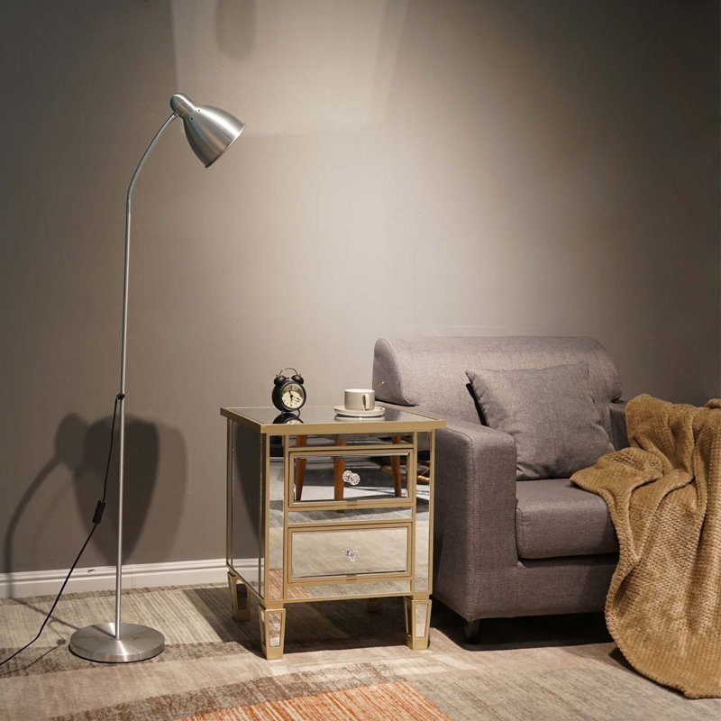 Table de chevet moderne et contemporaine avec miroir et 2 tiroirs