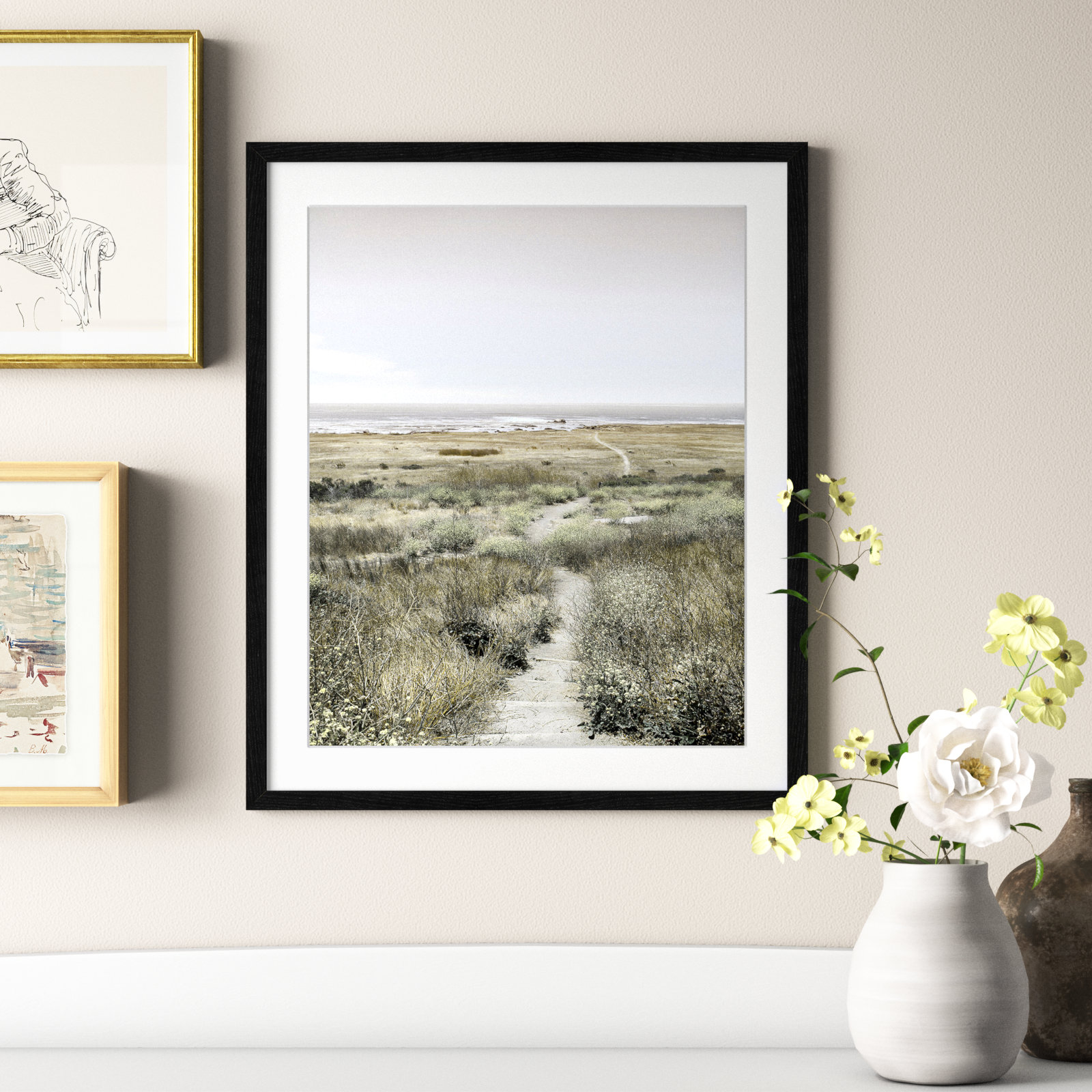 Toscani "Footpath to Paradise" Print, 21.5 W x 25.5 H x 0.75 D, Black Wood Grain