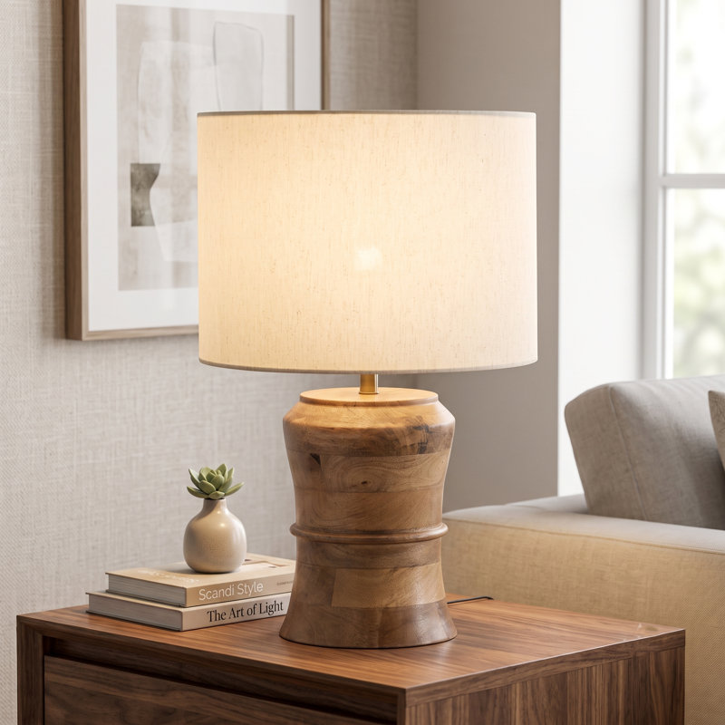 Patriana 21"H Modern Bedside Wood Base Table Lamp