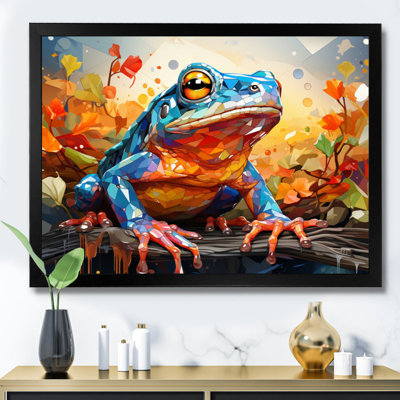 Maricevich " Colourful Frog Harmony II ", H 16 po x l 32 po x P 1 po, Cadre simple noir