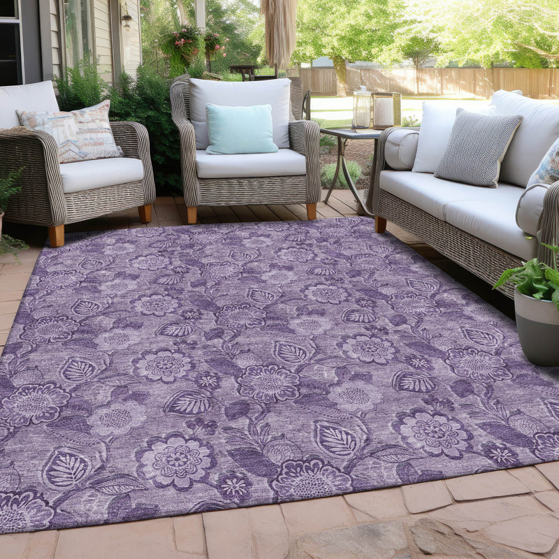 Tapis intérieur / extérieur lavable à la machine Xhevrie, Rectangle 10 pi x 14 pi