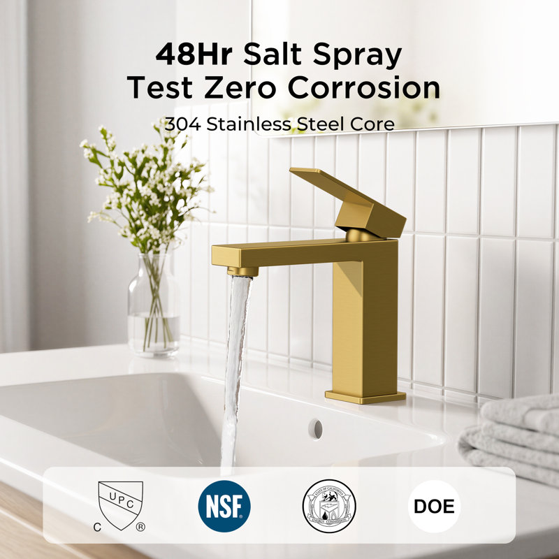 Bathroom Faucet with Drain Assembly, Brushed Gold