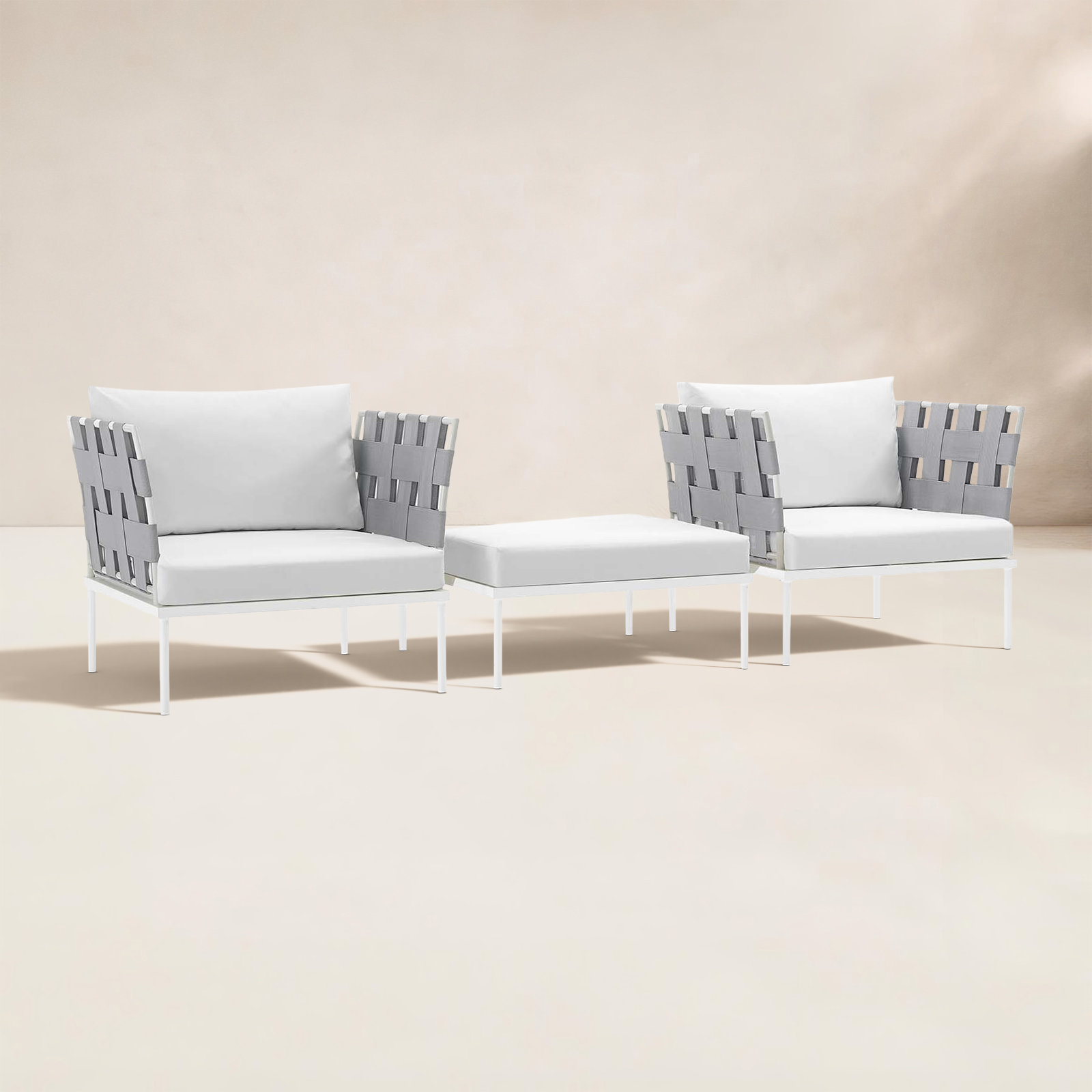 Harmony 3-piece Outdoor Patio Aluminum Set, White