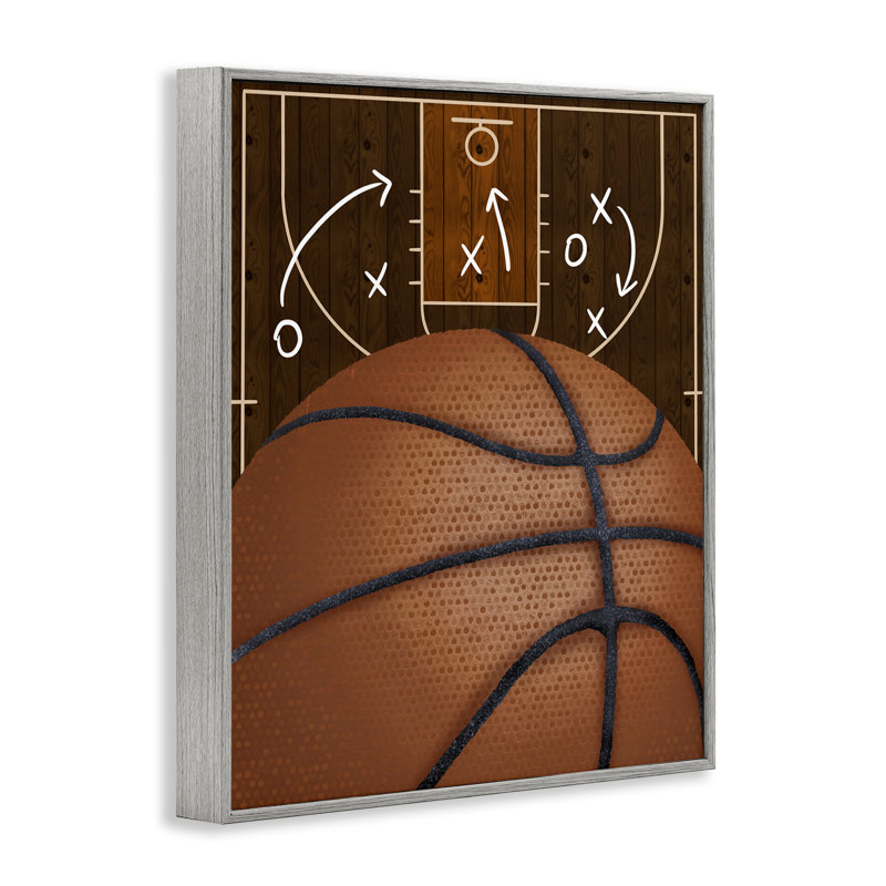 Basketball Court Tactics, giclée encadrée, design par Jennifer Stith, Giclée de ferme grise encadrée, H 20 po x l 16 po