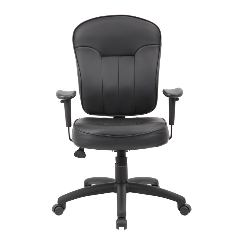 Boss 26'' Adjustable Black LeatherPlus Task Chair with Swivel