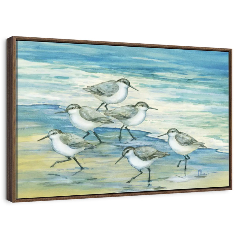 Surfside Sandpipers, 19" X 13", Floating Frame Walnut