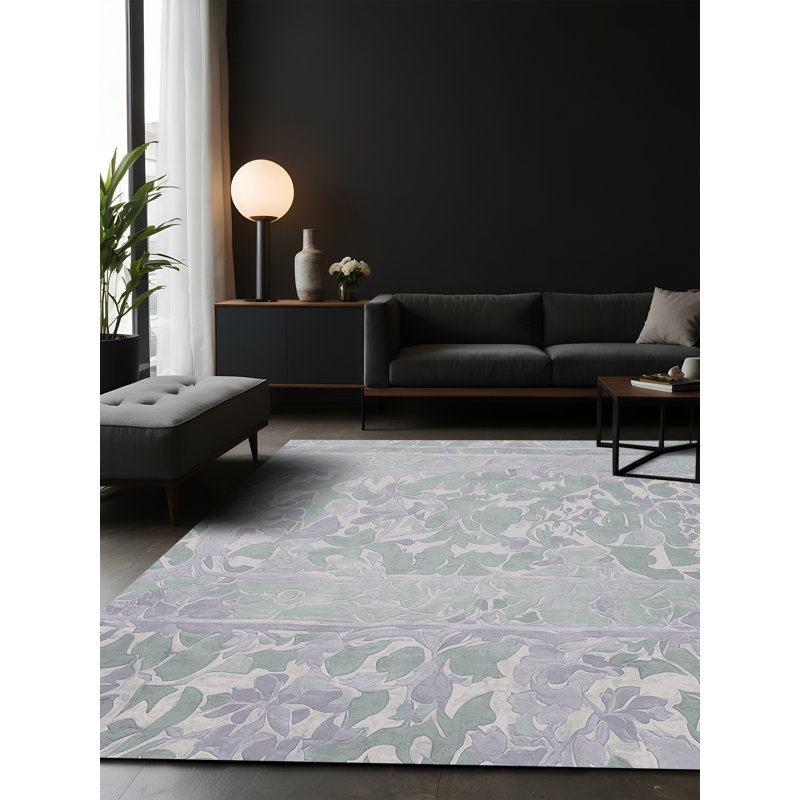 Tapis gris soyeux et moelleux, Carré 3 pi