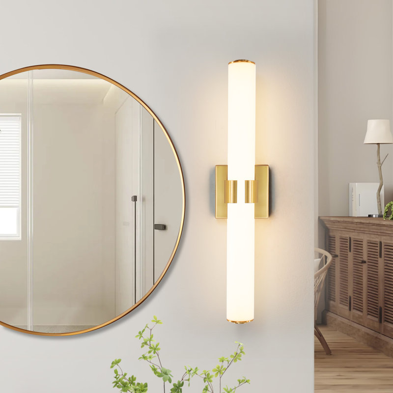Jesseray 1-Light Integrated LED Dimmable Bathroom Vanity Light Bar with Acrylic Shade , Gold, 4.7" H x 22.8" W x 3.6" D