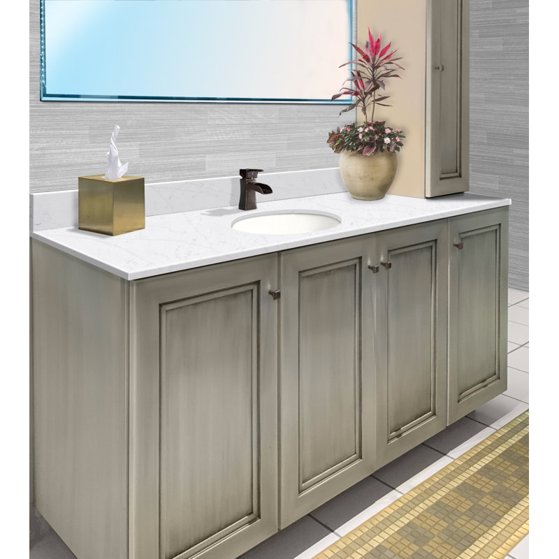 31.5'' Statuario Quartz Single Bathroom Vanity Top with Sink