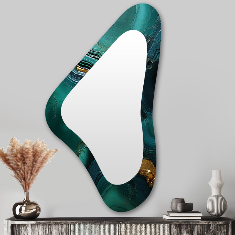 Spiritual Stone Malachite Renewal - Formes asymétriques en géode de pierre - Grand miroir mural traditionnel