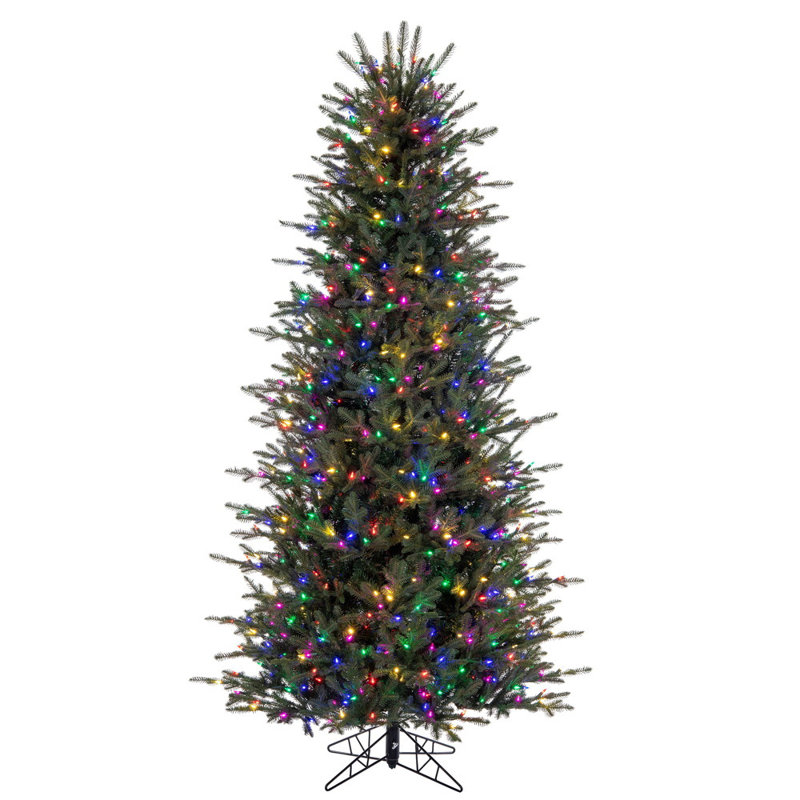 Artificial Fir Christmas Tree with Lights, 7.5', Clear/White