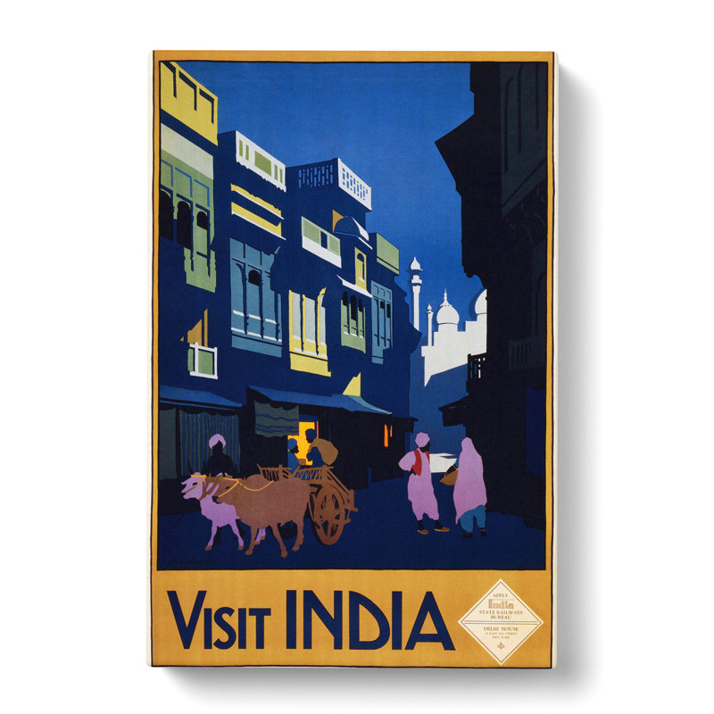 Vintage Travel India - Wrapped Canvas, 76cm H x 50cm W x 3cm D