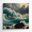 «Coastal Stormy Seas», art mural sur toile noire-1421609289