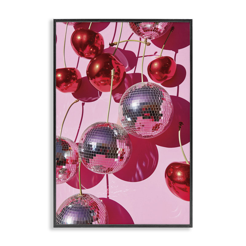 «Cherry Disco Fruits», giclée encadrée, design par LSR Design Studio, Giclée encadrée noir minuit, H 24 po x l 16 po