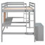 Lit mezzanine gris avec bureau - armoire 2 tiroirs en bois et zone d'écriture en bois massif gris, armoire solide depuis plus de 6 ans-391257391