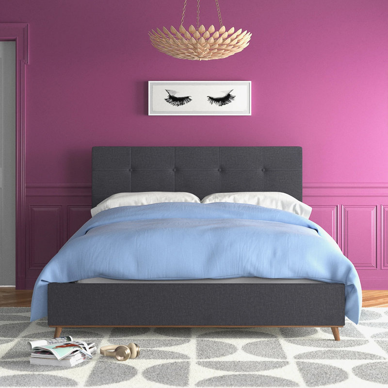 Miriam Upholstered Bed, Dark grey, Queen