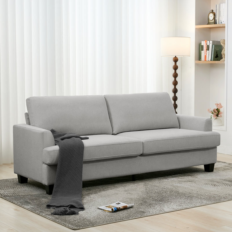 Modern Upholstered 3-seater Cloud Sofa With Extra-thick Cushion, Gray