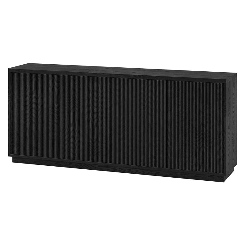 Alston 68" Wide Rectangular Fluted Buffet Table, Black Grain