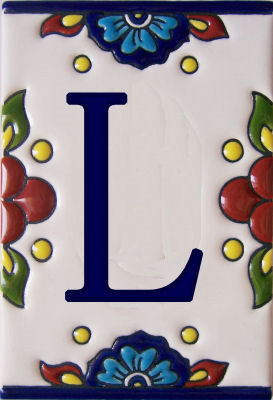 Carrelage TalaMex mexicain Talavera Mission lettre L