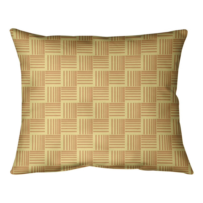Coussin lombaire à rayures classiques Baskettressées, H 10 po x l 14 po, Duvet/plume, Jaune/orange