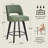 26.4" Swivel Bar Stools Set of 6, Black Solid Wood Legs & Metal Ring Footrest-780815917-789575587