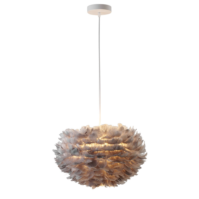 Lustre géométrique unique à 1 lumière Noaim, Gris, H 11,8 po x l 17,72 po x P 17,72 po