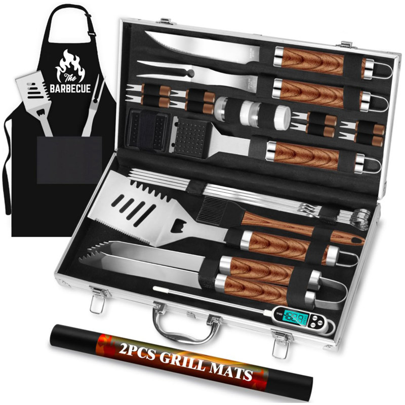 Ensemble d'accessoires pour barbecue en acier inoxydable 26 pièces