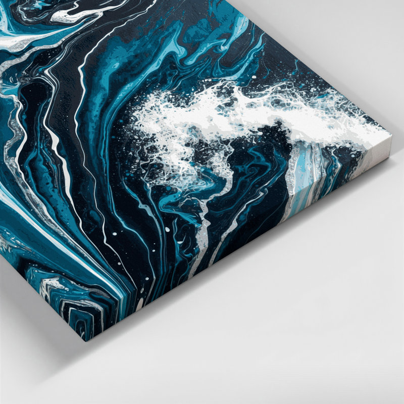 Abstrait art fluide sur toile grise 1, H 8 po x l 8 po