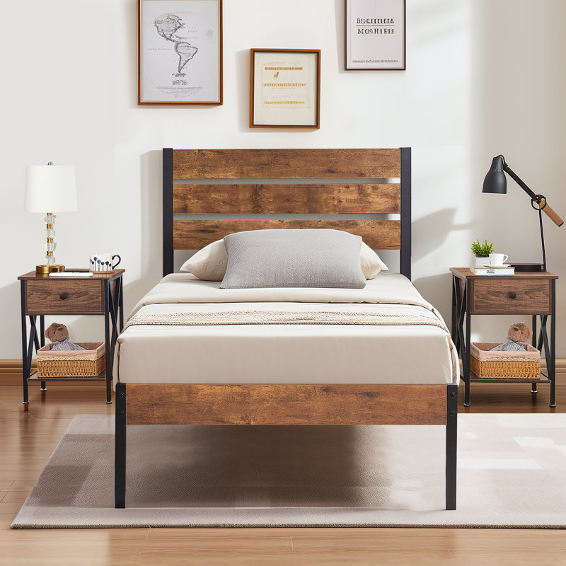 Alicia Steel Piece Bedroom Set, Brown, Twin
