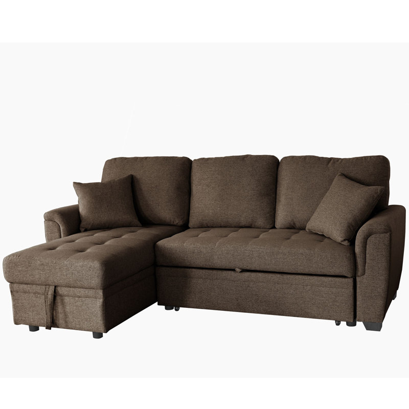 Jarlene Upholstered L-Shaped Sectional Left Hand Facing, Left-hand, Light Gray 100% Linen