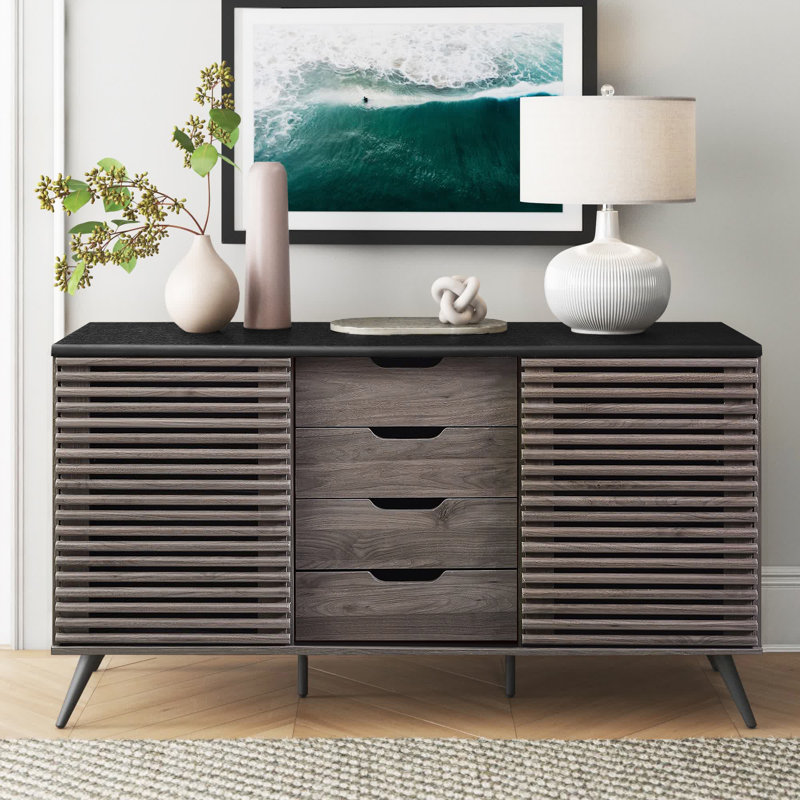 Buffet à portes coulissantes 59 "Maitre, Gris ardoise