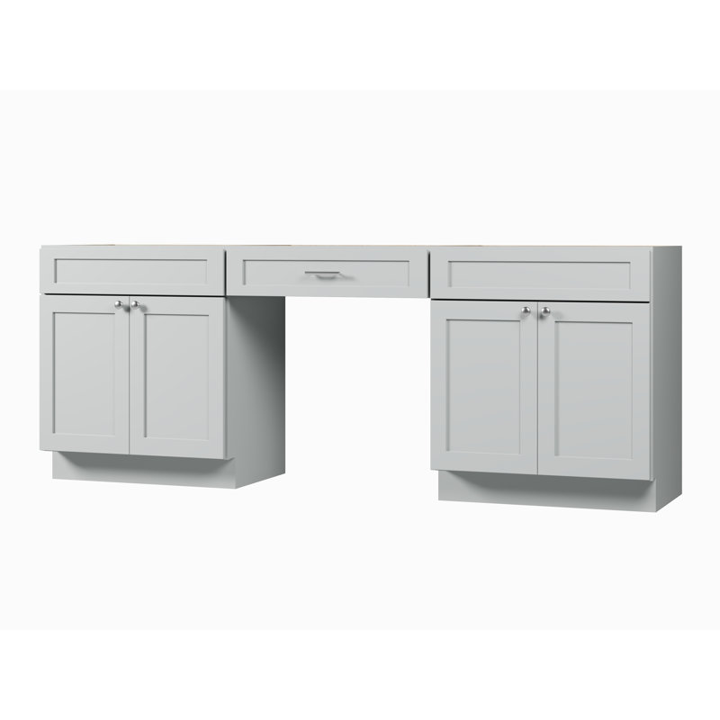90'' Double Bathroom Vanity Base Only, Gray