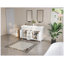 Ensemble de meuble-lavabo blanc 60 po avec lavabo double en résine, ensemble de meuble-lavabo autoportant avec 3 tiroirs à fermeture douce, 4 portes avec tablettes à double couche, pieds en bois massif, pour la salle de bain