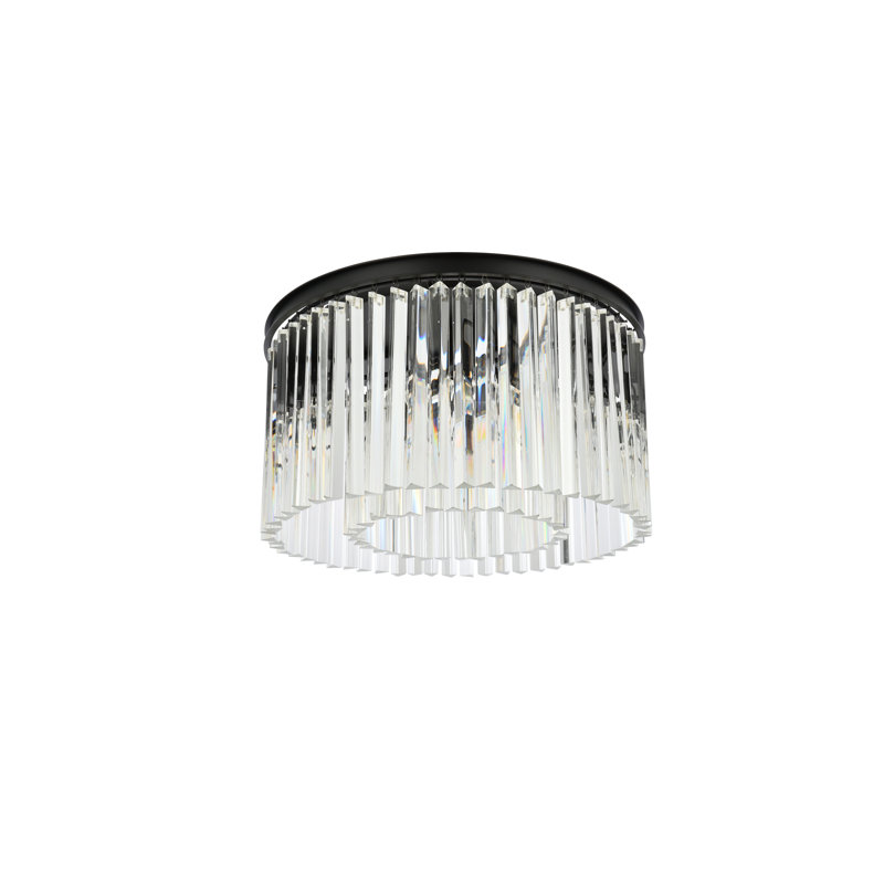 Plafonnier encastré 8 lumières Yazmin, Brun moka, H 13,5 po x l 26 po x P 26 po, Cristal (transparent)