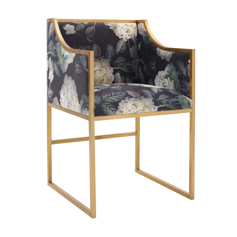55.88Cm Wide Velvet Armchair, Navy Floral Velvet