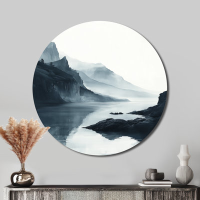 Finty - Lake Mountains, art mural rond en métal