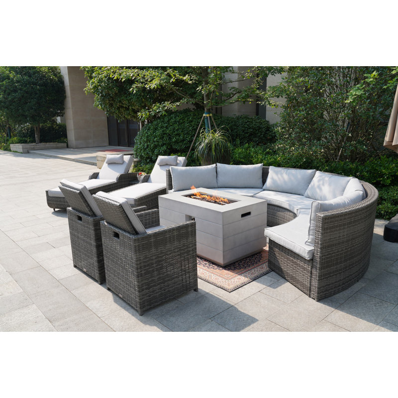 10 - Person Patio Conversation Set with Cushions