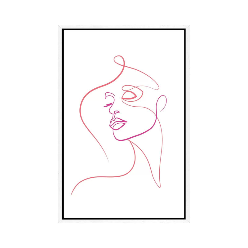 Femme Face I by Dane Khy - Print on Canvas, 101.6cm H x 66.04cm W x 3.81cm D, White Framed